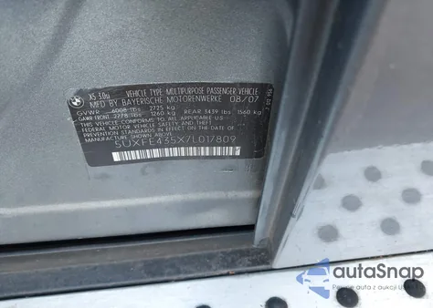 2007 BMW X5 3.0Si z USA, uszkodzony, nr VIN 5UXFE435X7L017809